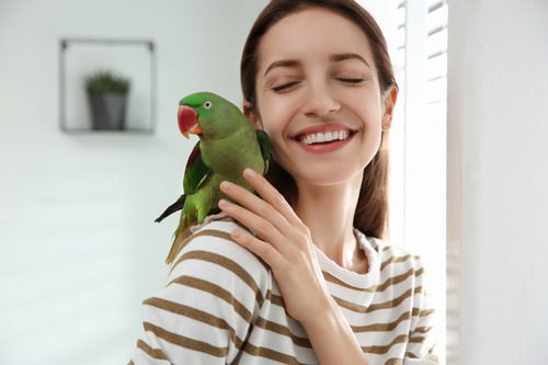 woman-with-parrot-sitting-on-her-shoulder